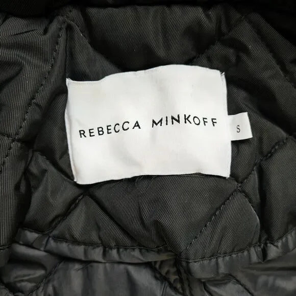 Rebecca Minkoff Quilted Twill Long Coat Black Womens Size S - Picture 12 of 15